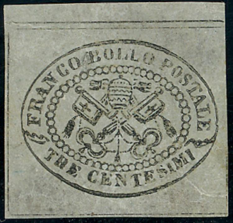 1867 - 3 cent. grigio (15), bordo ... 