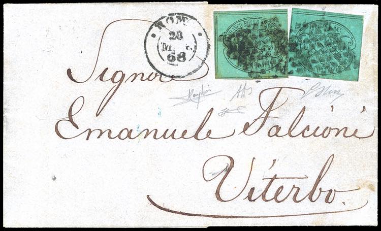 1868 - 5 cent. azzurro verdastro, ... 