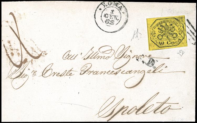 1868 - 40 cent. giallo (19), ... 
