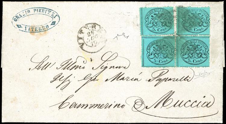 1870 - 5 cent. azzurro chiaro ... 