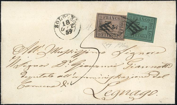 1859 - 5 baj violetto, 3 baj verde ... 