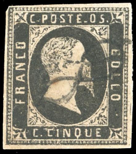 1851 - 5 cent. nero (1), usato con ... 