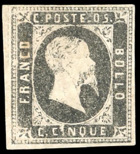 1851 - 5 cent. nero grigiastro ... 