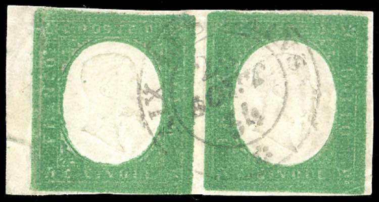 1853 - 5 cent. verde giallo (7), ... 