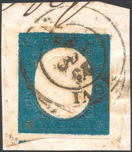 1854 - 20 cent. azzurro (8e), ... 