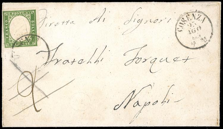1863 - 5 cent. verde e, al verso, ... 