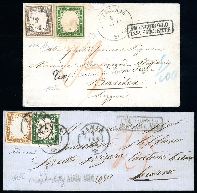 1863 - Due lettere per la Svizzera ... 