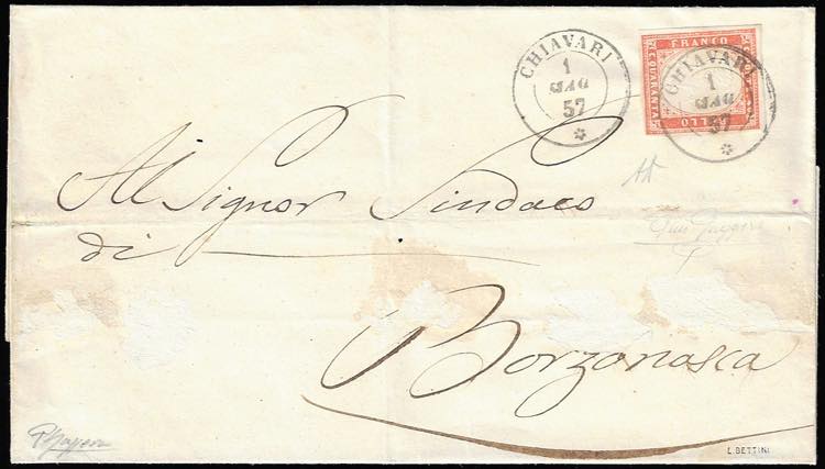 1857 - 40 cent. vermiglio rosa ... 