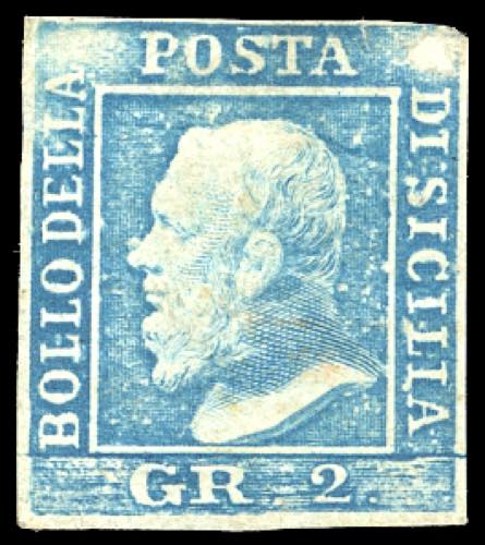 1859 - 2 grana azzurro, I tavola, ... 