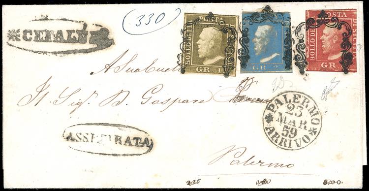 1859 - 2 grana azzurro oltremare, ... 