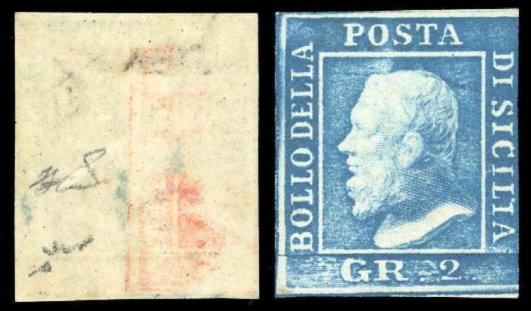 1859 - 2 grana azzurro, III ... 