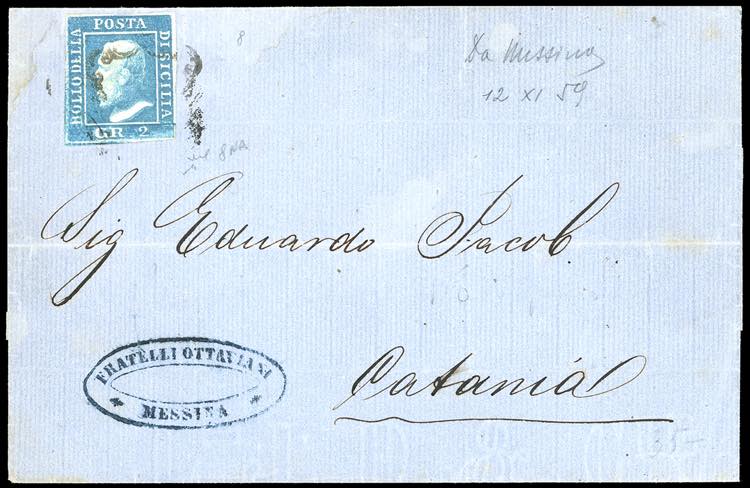 1859 - 2 grana azzurro, III ... 