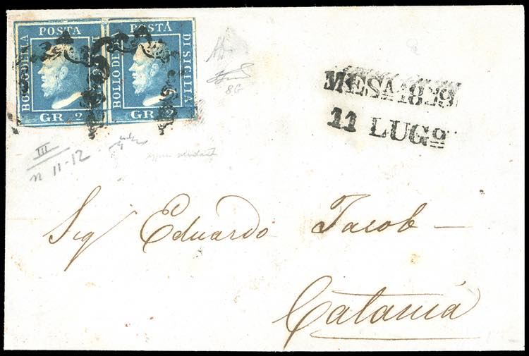 1859 - 2 grana azzurro verdastro, ... 