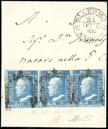 1859 - 2 grana azzurro, III tavola ... 