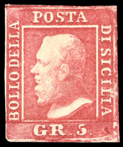 1859 - 5 grana carminio, I tavola ... 