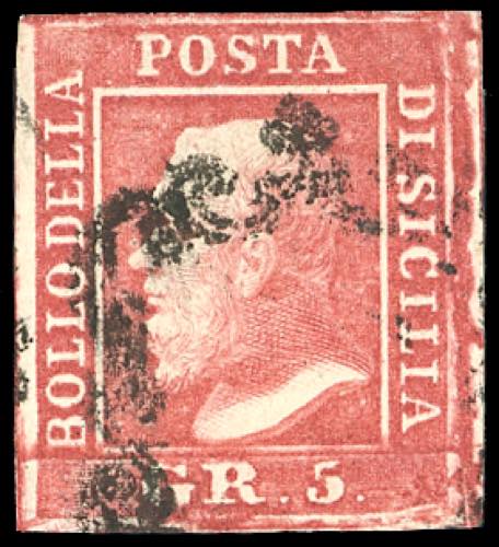 1859 - 5 grana carminio, I tavola ... 