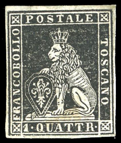 1851 - 1 quattrino nero su grigio ... 