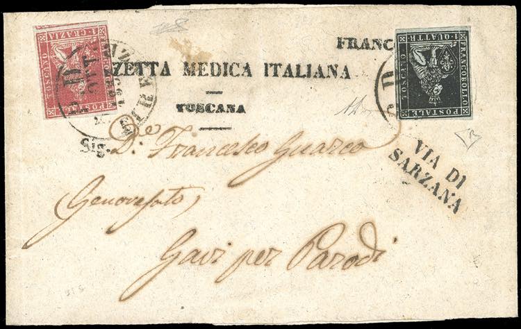 1853 - 1 quattrino nero su grigio, ... 