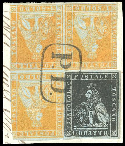 1851 - 1 quattrino nero su ... 