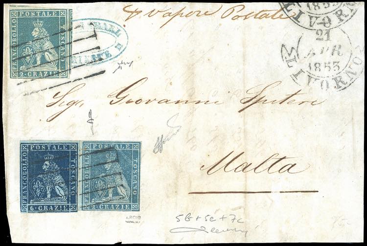 1855 - 2 crazie azzurro verdastro ... 