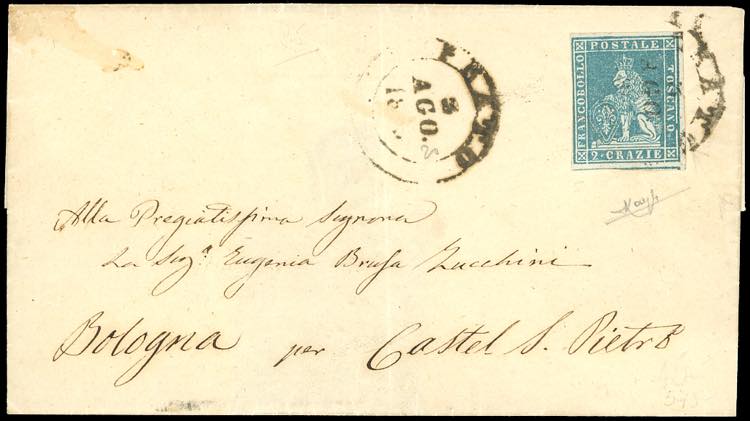 1855 - 2 crazie azzurro verdastro ... 