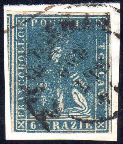 1857 - 6 crazie azzurro chiaro, II ... 