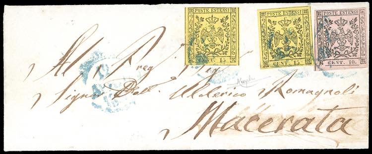 1852 - 15 cent. giallo, due ... 
