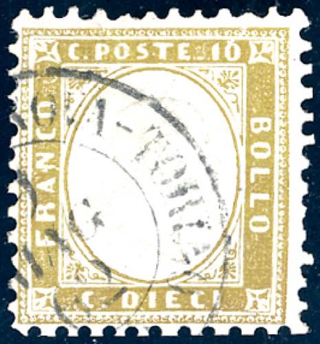 1862 - 10 cent. oliva chiaro (1b), ... 