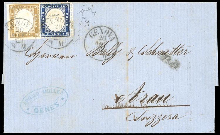 1862 - 20 cent. indaco (2), bordo ... 