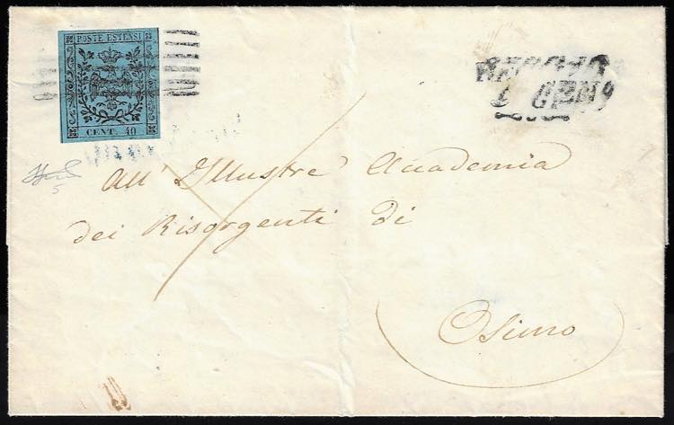 1853 - 40 cent. celeste (5), ... 
