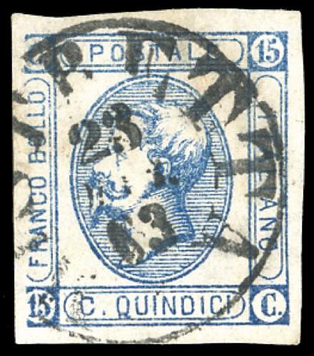 1863 - 15 cent. azzurro ... 