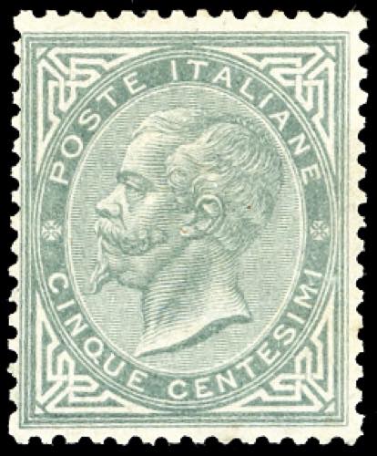 1863 - 5 cent. grigio verde, De La ... 