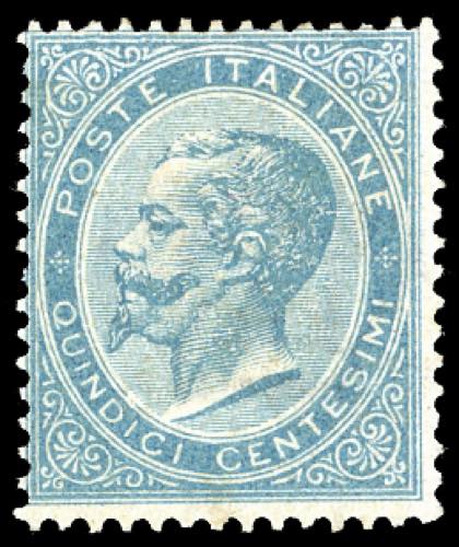 1863 - 15 cent. celeste chiaro, De ... 