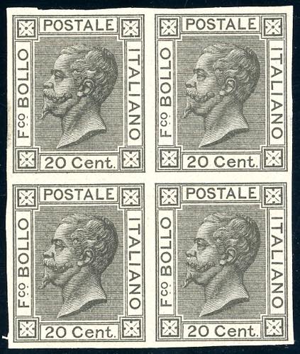 1867 - 20 cent. azzurro, prova di ... 