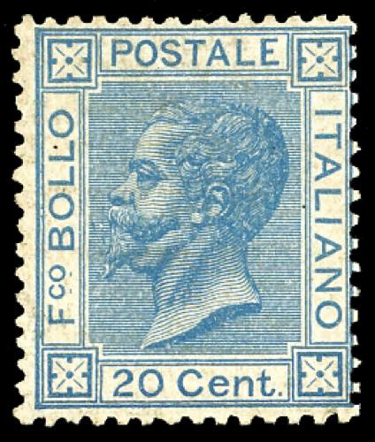 1867 - 20 cent. azzurro, tiratura ... 