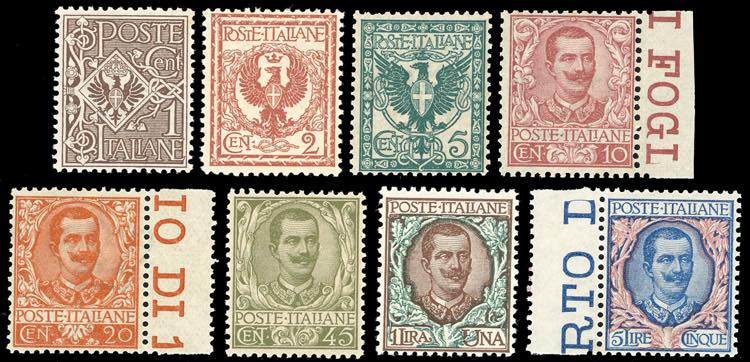 1901 - Floreale, serietta di 8 ... 