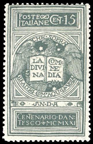 1921 - 15 cent. grigio Dante, non ... 