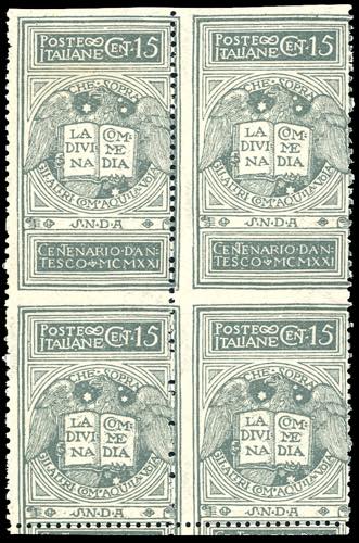 1921 - 15 cent. grigio Dante non ... 