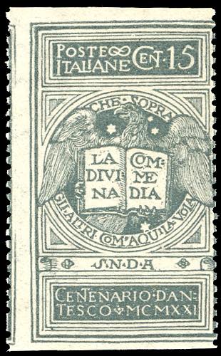 1921 - 15 cent. grigio Dante, non ... 