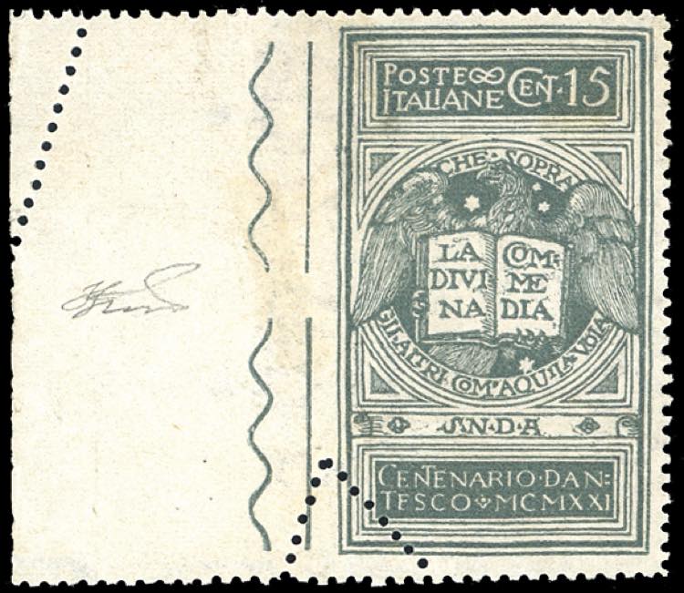 1921 - 15 cent. grigio Dante, non ... 