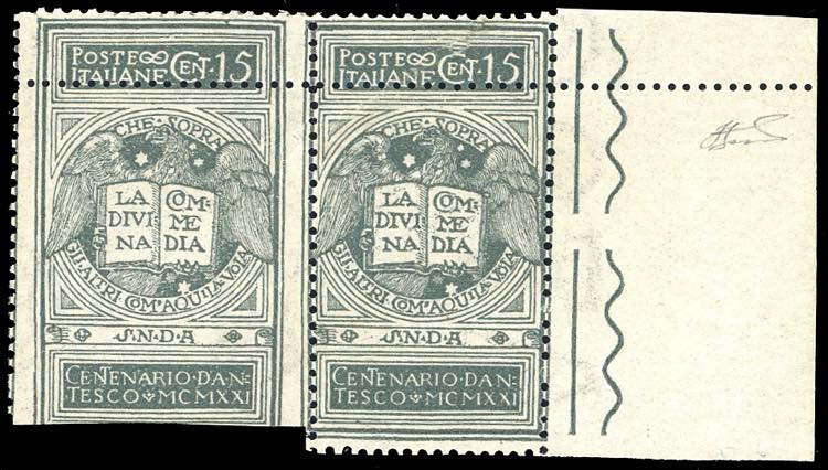 1921 - 15 cent. grigio Dante, non ... 