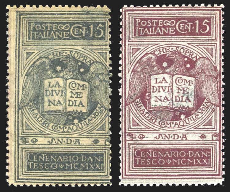 1921 - 15 cent. lilla bruno Dante, ... 