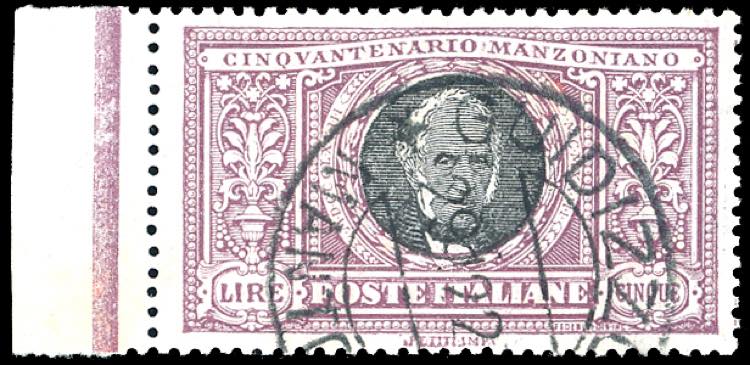 1923 - 5 lire Manzoni (156), bordo ... 