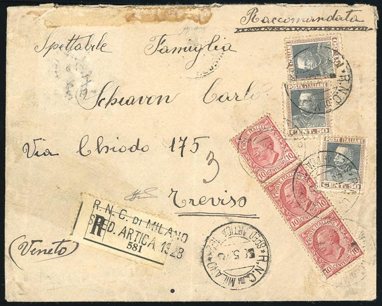 1923 - 10 cent. Leoni, striscia di ... 