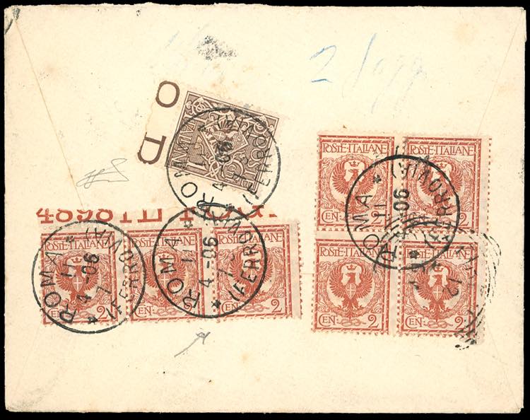 1906 - 2 cent. Floreale, striscia ... 