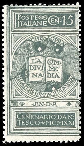 1921 - 15 cent. grigio Dante, non ... 