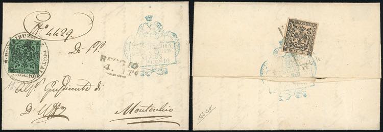 1854 - 5 cent. verde e, al verso, ... 
