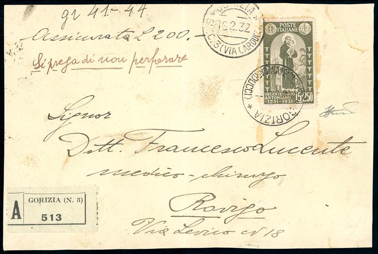 1932 - 5 + 2,50 lire S.Antonio ... 