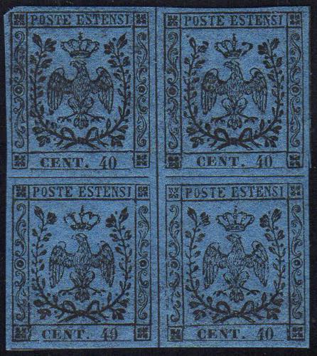 1852 - 40 cent. azzurro scuro, ... 