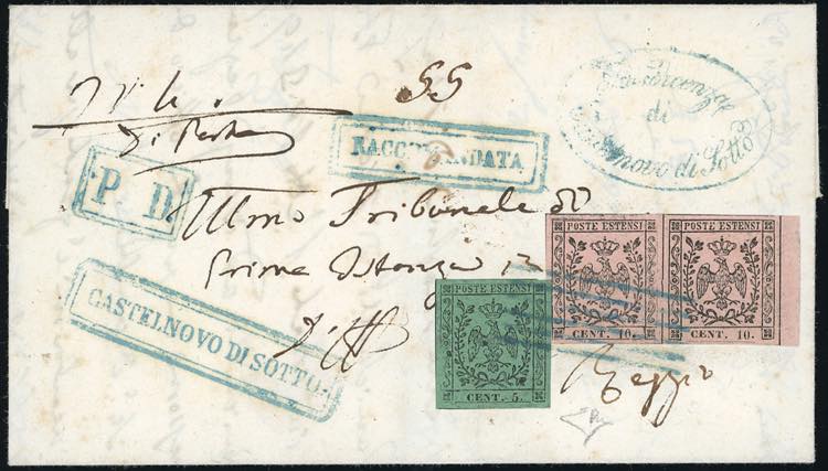 1858 - 10 cent. rosa, coppia ... 